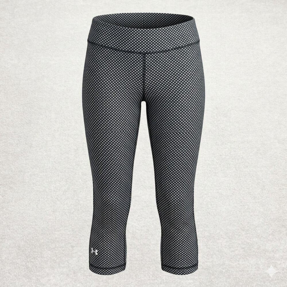 Under Armour HeatGear Alpha Capri Leggings Black White Star Print S